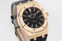 Royal Oak 15400, 41mm, Rose Gold, Black Textured Dial on Black Leather Strap