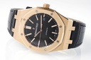 Royal Oak 15400, 41mm, Rose Gold, Black Textured Dial on Black Leather Strap