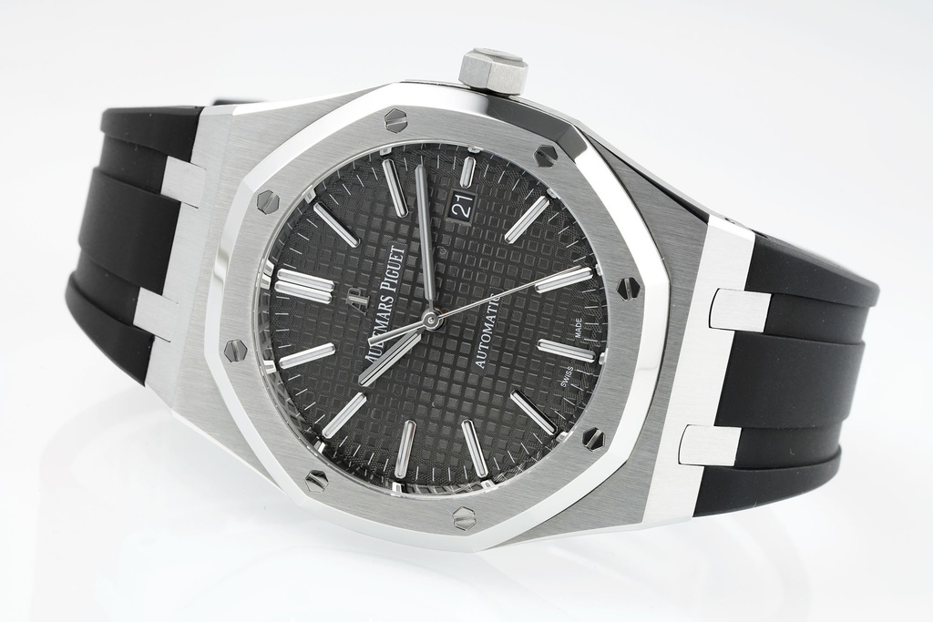 Royal Oak 15400, 41mm, Grey Textured Dial on Black Leather Strap