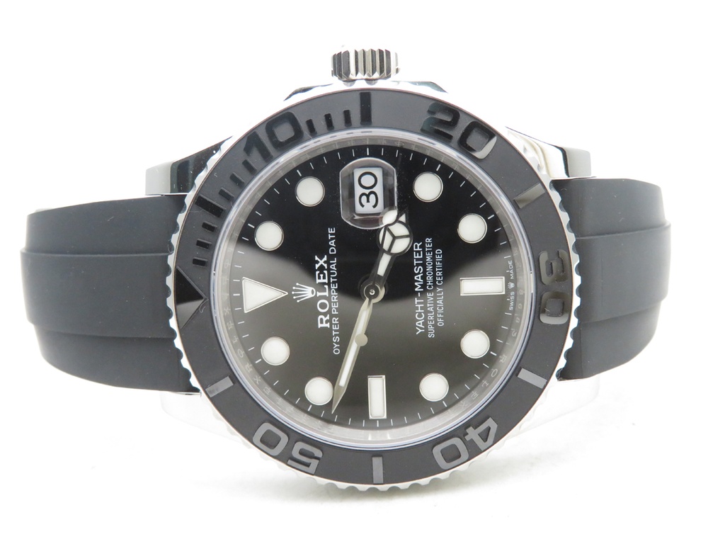 Yacht Master 226659 Silver, 42mm, Ceramic Bezel Black Dial on Oysterflex Strap