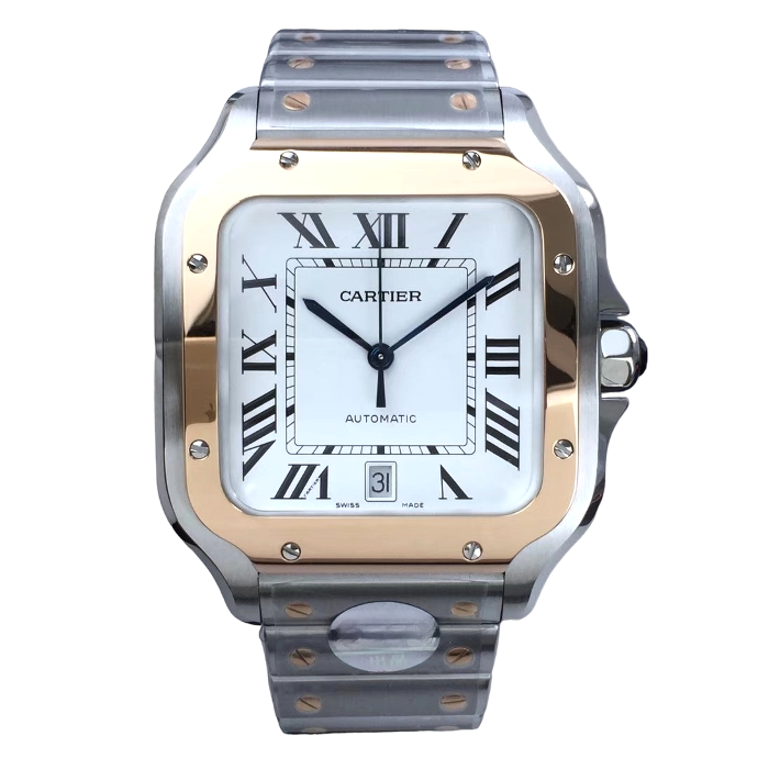 Santos de Cartier, 40mm, GF, White Dial on YG Smart Links Bracelet, MIYOTA 9015 V2