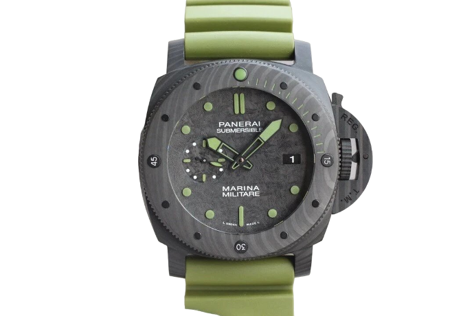 PAM1055 Luminor Submersible 42mm Verde Militare VSF 1:1 Best Edition on Green Rubber Strap P.900 Clone