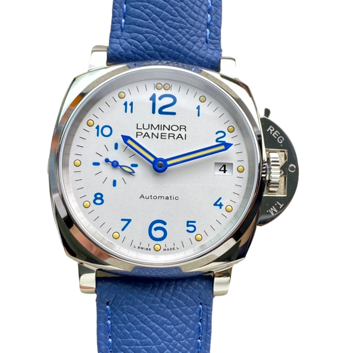 PAM906 Luminor Due VSF Best Edition White Dial on Blue Leather Strap AXXXIV