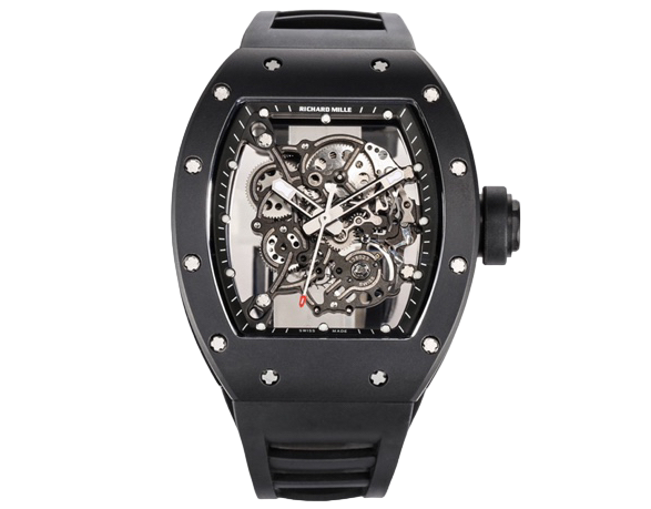 RM055 Real Ceramic Case KVF Skeleton Dial on Black Rubber Strap MIYOTA8215