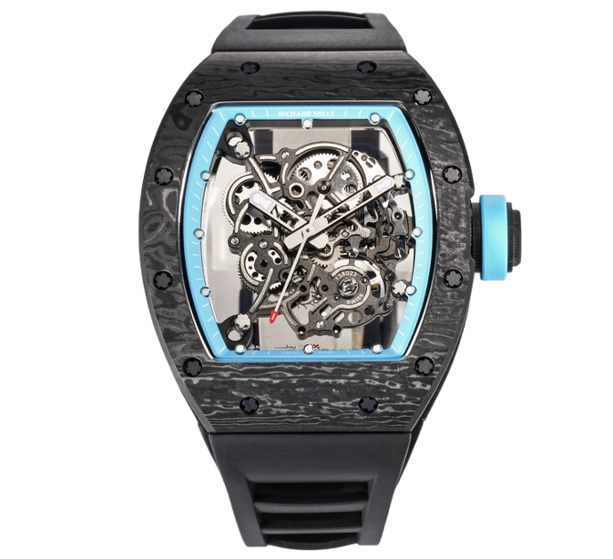 RM055 NTPT KVF Skeleton Dial Blue on Black Rubber Strap MIYOTA8215