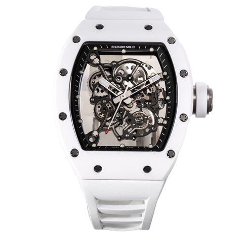 RM055 White Ceramic KVF Skeleton Dial White on White Rubber Strap MIYOTA8215 V3