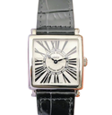 Master Square SS Ladies GF White Textured Dial on Black Leather Strap Swiss Quartz