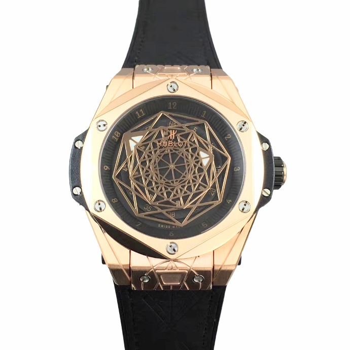 Big Bang Unico Sang Bleu TMF Unique Dial on Black Gummy Strap HUB1213