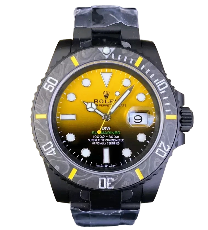 Submariner, DLC, VS, Yellow Graduated Dial on SS Bracelet, VS3135