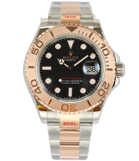 Yacht Master 126621, Black Dial on Stainless Steel/Rose Gold Oyster Bracelet