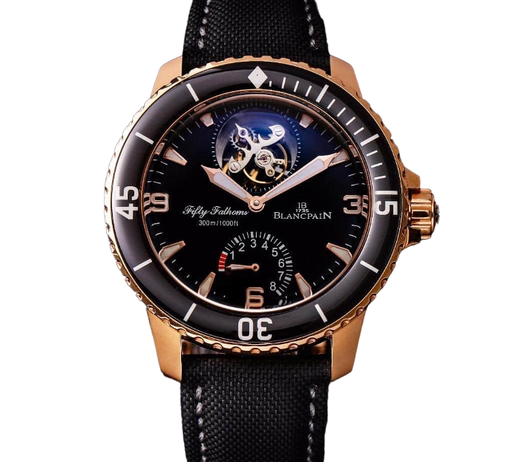 Fifty Fathoms Tourbillon RG, JBF, Black Dial on Black Nylon Strap