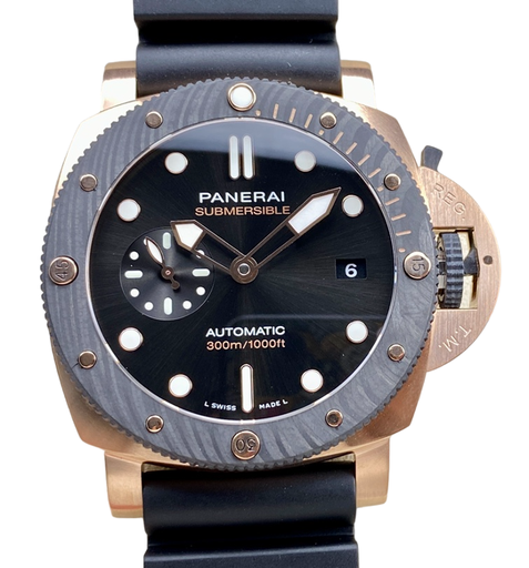 PAM1070 Submersible QuarantaQuattro RG VSF 1:1 Best Edition Black Dial on Black Rubber Strap P900