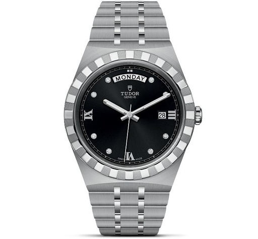 Tudor Royal, V7F, Black Dial  With Diamonds on SS Bracelet, A2834