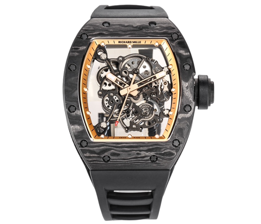 RM055 NTPT KVF Skeleton Dial Gold on Black Rubber Strap MIYOTA8215