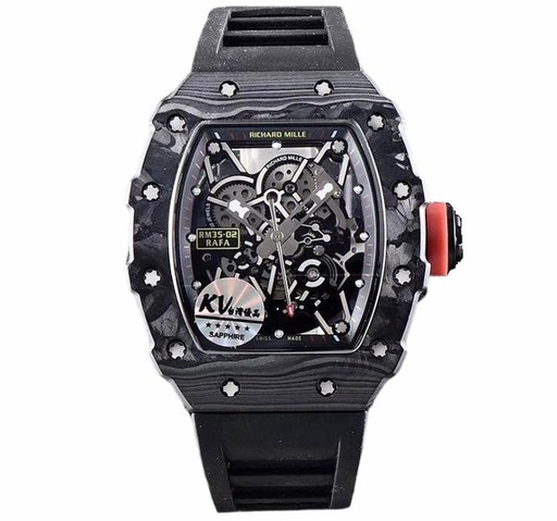 RM035-02 Forge Carbon Titanium Case KVF Skeleton Dial Red on Black Rubber Strap MIYOTA8215 V2