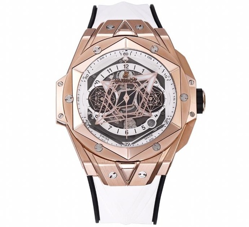 Big Bang Sang Bleu II BBF White Dial on White Rubber Strap HUB1240