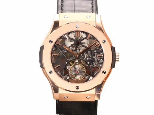 Classic Fusion Skeleton JBF On Leather Strap HUB0610