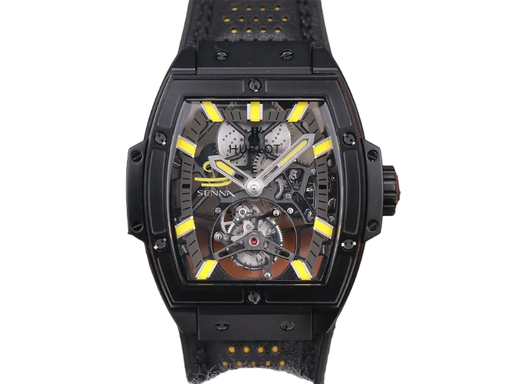 Spirit of Big Bang,  JBF, Skeleton Dial, Yellow Markers on Leather Strap