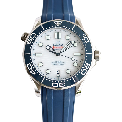 Seamaster 300M Tokyo, OR, Blue Ceramic White Dial on Rubber Strap A8800