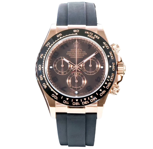 Daytona 116515 RG, JH, Brown Dial on Black Rubber Strap, A4130