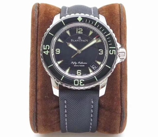 Fifty Fathoms 5015, ZF, Black Dial on Sail-canvas Strap, A2836